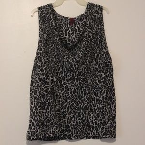 WOMEN'S CASUAL SLEEVELESS LEOPARD PRINT SHIRT 2x